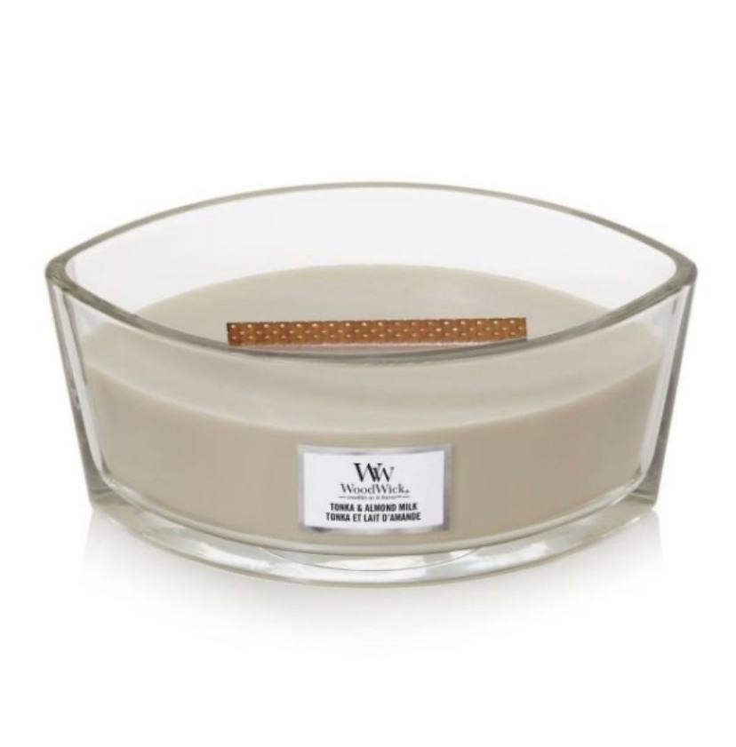 Ароматична свічка з ароматом мигдального молока Woodwick Ellipse Tonka & Almond Milk 453 г